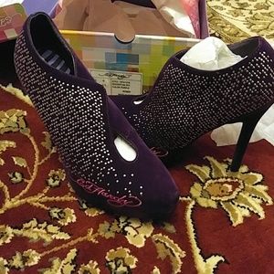 Ed Hardy NYE purple Heels Pumps Shoes US Size 6